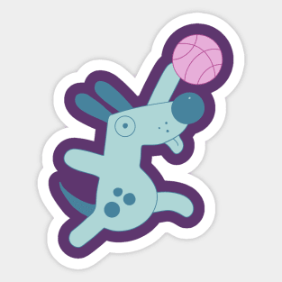 Puppy playing basketball Sticker